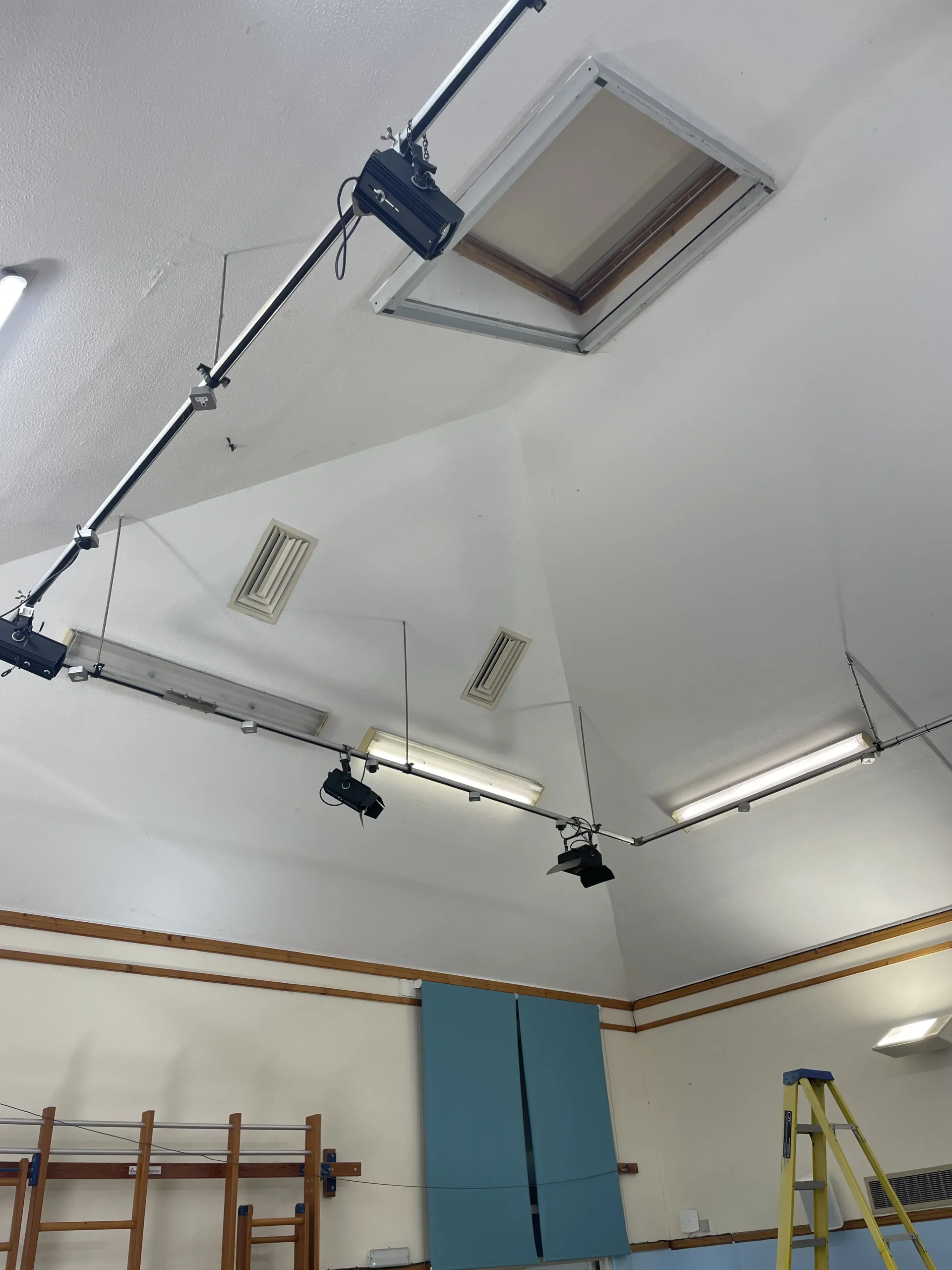 Interior View of School Hall Ceiling with Scaffold