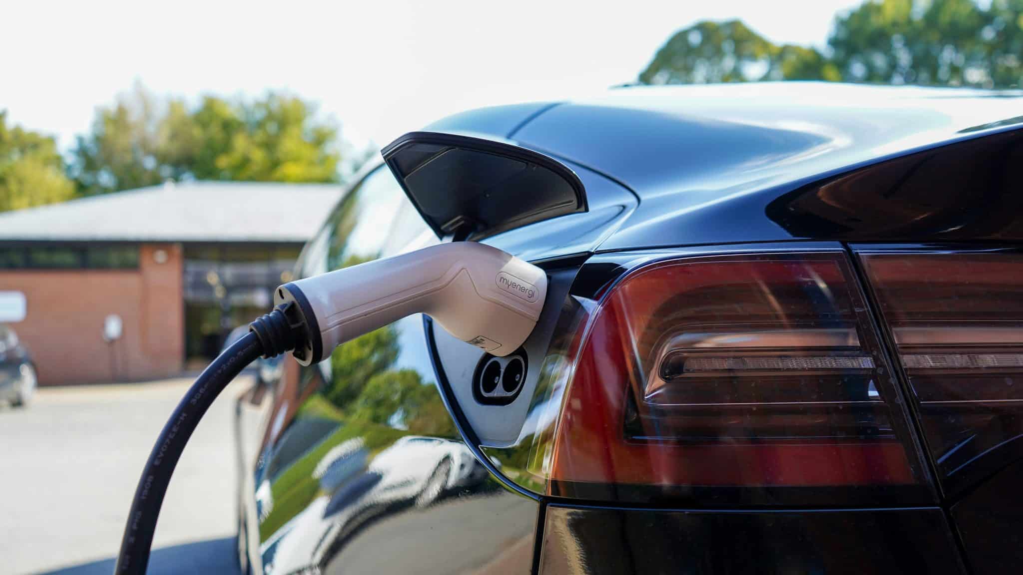 MyEnergi Car Charger Plugged into an EV MyEnergi Car Charger Plugged into an EV