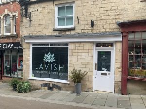 Reception area at Lavish Beauty Therapy in Stroud lit by feature lighting installed by Stroud Electrical Services