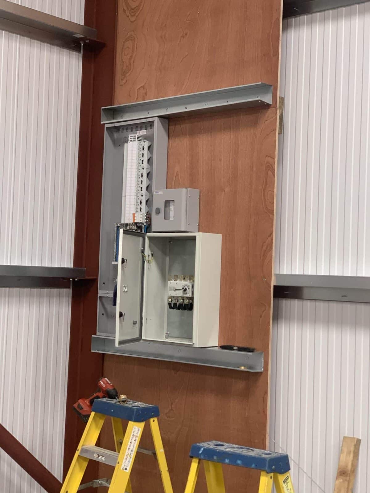3-phase distribution board installed by Stroud Electrical Services for Bisley Marquees