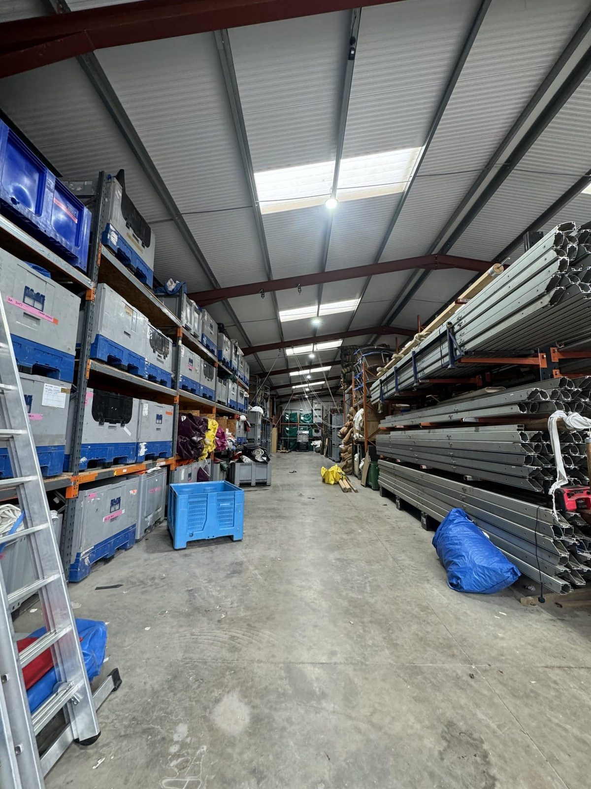 Emergency lighting fitted throughout the Bisley Marquees industrial unit