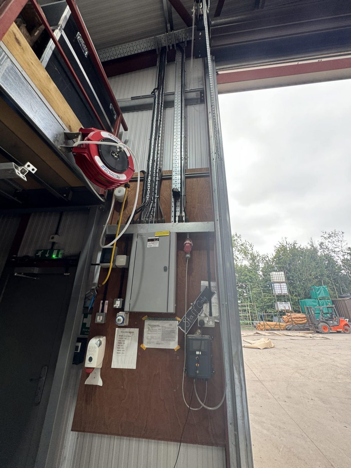Generator backup inlet installed for resilient site power at Bisley Marquees