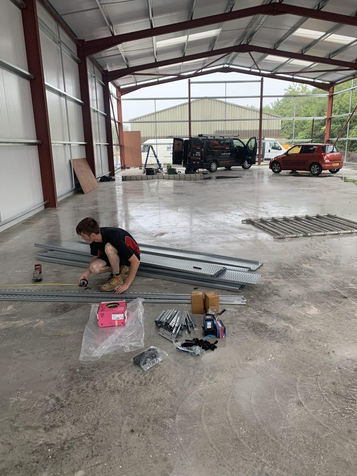 External lighting at the Bisley Marquees industrial unit in Stroud