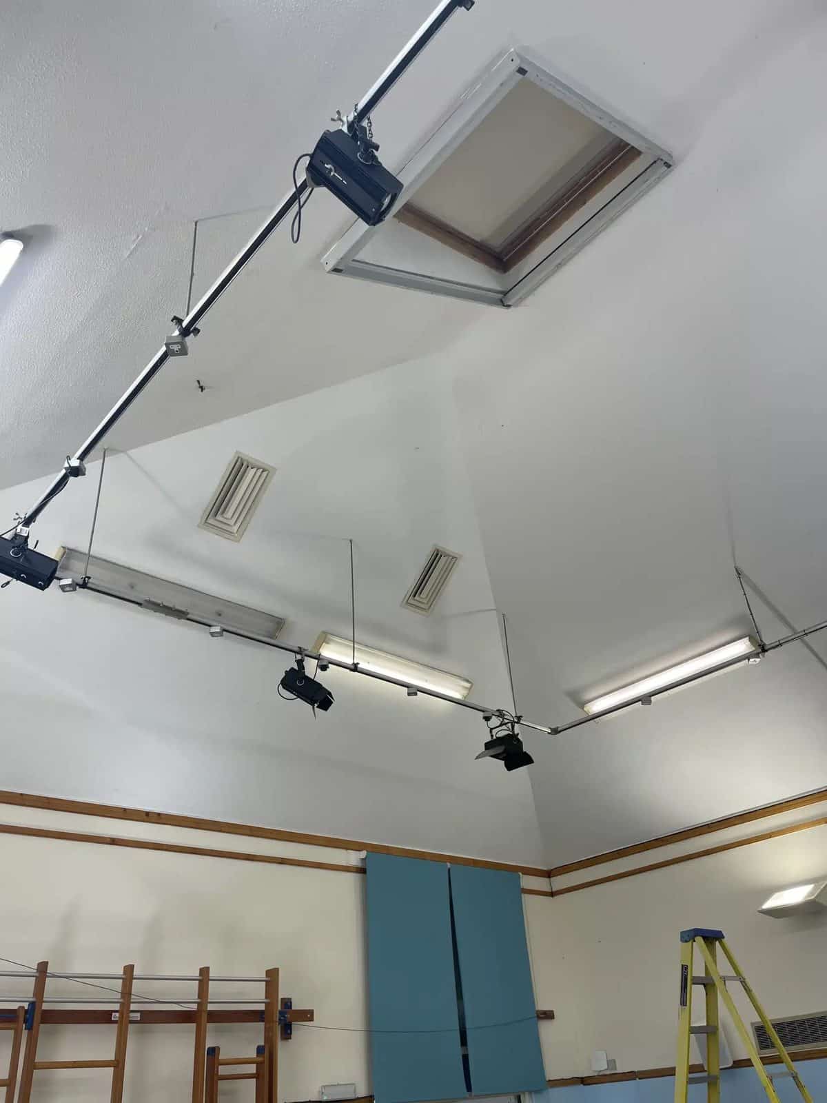 Energy-efficient LED lighting in the school hall at Gastrells Primary School