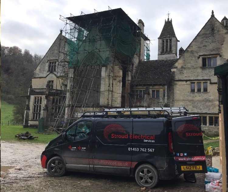 Electrical installation in the stone mason workshop at Woodchester Mansion